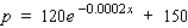The monthly demand for a certain brand of perfume is given by the demand equation   where p denotes the retail unit price (in dollars) and x denotes the quantity (in 1-oz bottles) demanded. Find the rate of change of the price to the nearest hundredth of a cent per bottle when x = 2,000. __________ cents per bottle What is the price per bottle when x = 2,000. $__________ / bottle