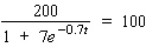 Use logarithms to solve the equation for t.Please round the answer to four decimal places.   A)    B)    C)    D)    E)   
