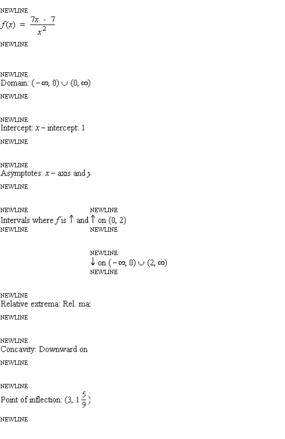 Use the information summarized in the table to select the graph of f.   A)    B)    C)   