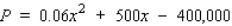 The management of Acrosonic plans to market the ElectroStat, an electrostatic speaker system.The marketing department has determined that the demand for these speakers is   , where p denotes the speaker's unit price (in dollars)  and x denotes the quantity demanded. Acrosonic's production department estimates that the total cost (in dollars)  incurred in manufacturing x ElectroStat speaker systems in the first year of production will be   . Find the profit function P and select the graph of the profit function. A)      B)      C)     