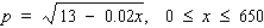 The demand function for a certain make of exercise bicycle sold exclusively through cable television is   , where p is the unit price in hundreds of dollars and x is the quantity demanded/week. Compute the elasticity of demand and determine the range of prices corresponding to inelastic, unitary, and elastic demand. A)        B)        C)        D)       