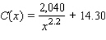 A study of driving costs of 1992 model subcompact (four-cylinder) cars found that the average cost (car payments, gas, insurance, upkeep, and depreciation), measured in cents/mile, is approximated by the function   where x denotes the number of miles (in thousands) the car is driven in a year.What happens to the average cost as the number of miles driven increases without bound? Express your answer to the nearest tenth, if necessary. It approaches __________   .