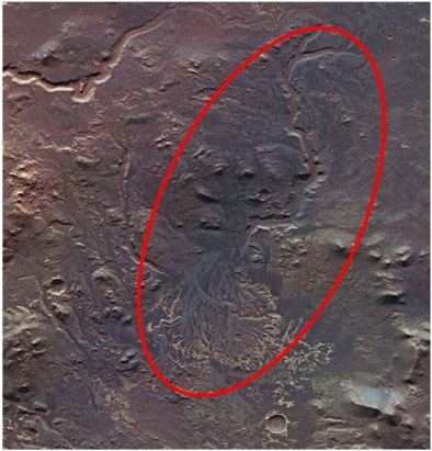   Note the impact craters in other areas of this image.Which body in the solar system (other than Earth) could have had erosion like this in the past? A) Mars B) Venus C) Jupiter D) Neptune