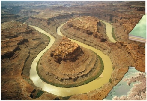   What is the name for the stream feature in this image? A) Cutbank B) Oxbow lake C) Point bar D) Incised meander