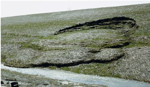   Identify the mass-wasting event in this image. A) Slide B) Lahar C) Mudflow D) Earthflow