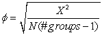  Calculate Cramér's  \phi  for the following data:   Use the following formula:   A)  .01 B)  .02 C)  .08 D)  .14 