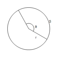 Find the angle, in radians, in the figure below if S = 13 and r = 5.   A)    B)    C)    D)    E)   