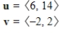 Find the dot product of u and v. ​   ​ A) 18 B) 14 C) 20 D) 12 E) 16