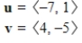 Find the dot product of u and v. ​   ​ A) -31 B) -29 C) -33 D) -37 E) -35