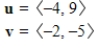 Find the dot product of u and v. ​   ​ A) -41 B) -33 C) -37 D) -35 E) -39