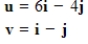 Find the dot product of u and v. ​   ​ A) 14 B) 6 C) 12 D) 10 E) 8