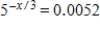 Solve for x:   .Round to 3 decimal places. A) -20.606 B) 9.803 C) 20.606 D) -3.268 E) 15.777