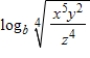 Assume that x, y, z and b are positive numbers.Use the properties of logarithms to write the expression   in terms of the logarithms of x, y, and z. ​ A)    B)    C)    D)    E)   