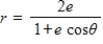 Select the polar equation of the conic for ​e = 1.0 and identify the conic for the following equation. ​   ​ A)    B)    C)    D)    E)   