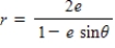 Select the polar equation of the conic for ​e = 1.0 and identify the conic for the following equation. ​   ​ A)    B)    C)    D)    E)   