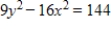 Find the vertices and asymptotes of the hyperbola.   A) vertices: (0, ±4​)  asymptote:   B) vertices: (±4, 3)  asymptote:   C) vertices: (±4, 0)  asymptote:   D) vertices: (±3, 0)  asymptote:   E) vertices: (0, ±3)  asymptote:  
