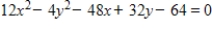 Find the center and vertices of the hyperbola.   A) center: (-2, -4) , vertices: (-2, -6) , (-2, -2)  B) center: (2, 4) , vertices: (2, 2) , (2, 6)  C) center: (2, 4) , vertices: (0, 4) , (4, 4)  D) center: (-2, -4) , vertices: (-4, -4) , (0, -4)  E) center: (-4, -2) , vertices: (-6, -2) , (-2, -2) 