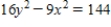 Find the vertices and asymptotes of the hyperbola. ​   ​ A) ​vertices: (0, ±3)  asymptote:   B) ​​vertices: (0, ±3)  asymptote:   C) ​vertices: (±3, 0)  asymptote:   D) ​​vertices: (±3, 0)  asymptote:   E) ​vertices: (±3, 4)  asymptote:  
