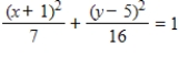 Find the center and foci of the ellipse. ​   ​ A) center:   foci:   B) center:   foci:   C) center:   foci:   D) center:   foci:   E) center:   foci:  
