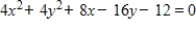 Identify the conic by writing the equation in standard form. ​   ​ A)    ; ellipse B)    ; circle C)    ; circle D)    ; circle E)    ; ellipse