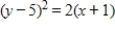 Find the equation of the parabola so that its graph matches the description. ​   ; upper half of parabola ​ A)    B)    C)    D)    E)   