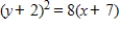 Give the standard form of the equation of the parabola with the given characteristics. vertex: (-7, -2)  focus: (-5, -2)  A)    B)    C)    D)    E)   