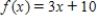 Find the average rate of change of the function from x<sub>1</sub> = 0 to x<sub>2</sub> = 3. ​   ​ A) The average rate of change from x<sub>1</sub> = 0 to x<sub>2</sub> = 3 is -3. B) The average rate of change from x<sub>1</sub> = 0 to x<sub>2</sub> = 3 is 3. C) The average rate of change from x<sub>1</sub> = 0 to x<sub>2</sub> = 3 is -10. D) The average rate of change from ​x<sub>1</sub> = 0 to x<sub>2</sub> = 3 is 10. E) The average rate of change from x<sub>1</sub> = 0 to x<sub>2</sub> = 3 is 19.