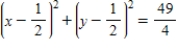 Find the center and radius of the circle, and sketch its graph. ​   ​ A) Centre   , Radius   ​   B) Centre   , Radius   ​   C) Centre   , Radius   ​   D) Centre   , Radius   ​   E) Centre   , Radius   ​  