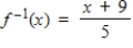 Find the inverse of the one-to-one function. ​ Y = 5x + 9 ​ A)    B)    C)    D)    E) none of the above