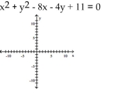 Find the center (h, k)and radius r of the circle. Graph the circle. A) Center ( - 4,2 ) , r = 3 B) Center ( - 4 , - 2 ) , r = 3 C) Center ( 4 , - 2 ) , r = 3 D) Center ( 4,2 ) , \mathrm { r } = 3