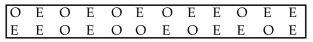 <strong>Use the runs test to determine whether the given sequence is random. Use a significance level of 0.05. The outcomes (odd number or even number) of a roulette wheel are shown below. Test for randomness of odd (O) And even (E) numbers. Use a significance level of 0.05. What is the value of G, the number of runs?</strong> A) 10 B) 18 C) 17 D) 14
