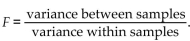 The test statistics for one-way ANOVA is Describe variance within samples and variance between samples. What relationship does variance within samples and variance between samples would result in the conclusion that the value of F is significant?