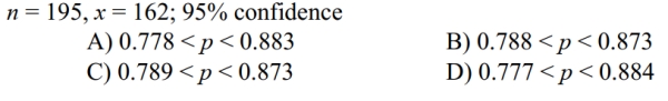 Use the given degree of confidence and sample data to construct a confidence interval for the population proportion p.
