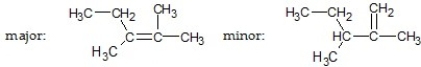 What are the major and minor products of the following reaction:   A)    B)    C)    D)    E)   