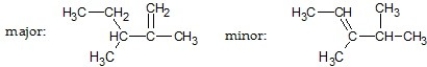What are the major and minor products of the following reaction:   A)    B)    C)    D)    E)   