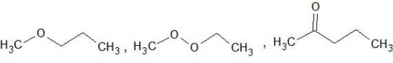Which of the following sets of compounds contain one ether, one alcohol, and one ketone (not necessarily in this order) ? A)    B)    C)    D)    E)   