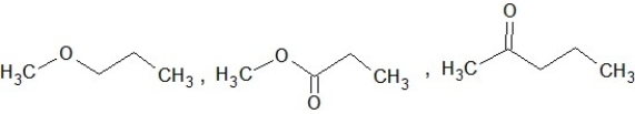 Which of the following sets of compounds contain one ether, one alcohol, and one ketone (not necessarily in this order) ? A)    B)    C)    D)    E)   