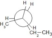 Which of the following Newman projections shows an antistaggered conformation of n-pentane? A)    B)    C)    D)    E)   