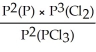 Express the equilibrium constant for the following reaction: 2P(g)  + 3Cl<sub>2</sub>(g)  ⇌ 2PCl<sub>3</sub>(g)  A)  K<sub>P</sub> =   B)  K<sub>P</sub> =   C)  K<sub>P</sub> =   D)  K<sub>P</sub> =   E)  K<sub>P</sub> =  