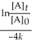Derive an expression for a  1/4-life  for a first-order reaction. A)    B)    C)    D)    E)   