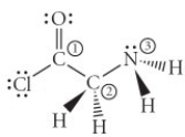 Consider the molecule below. Determine the hybridization at each of the three labelled atoms.   A)  1 = sp<sup>2</sup>, 2 = sp<sup>3</sup>, 3 = sp<sup>2</sup> B)  1 = sp<sup>2</sup>, 2 = sp<sup>3</sup>, 3 = sp<sup>3</sup> C)  1 = sp<sup>3</sup>, 2 = sp<sup>3</sup>, 3 = sp<sup>3</sup> D)  1 = sp<sup>3</sup>, 2 = sp<sup>3</sup>, 3 = sp<sup>2</sup> E)  1 = sp, 2 = sp<sup>2</sup>, 3 = sp<sup>2</sup>