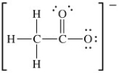The Lewis structure of acetate ion is as follows:     What is the formal charge on oxygen atom that contains three lone pairs of electrons?