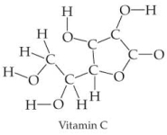 Shown here is the structure for Vitamin C.What is its chemical formula?   A) 6C8H6O B) C-6, H-8, 6-O C) C<sub>6</sub>H<sub>8</sub>O<sub>6</sub> D) C<sub>4</sub>O<sub>4</sub>H<sub>3</sub>C<sub>2</sub>H<sub>4</sub>O<sub>2</sub> 
