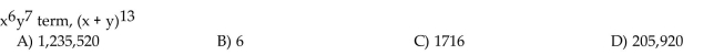 Find the coefficient of the given term in the binomial expansion.