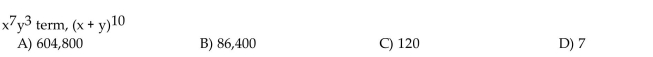 Find the coefficient of the given term in the binomial expansion.