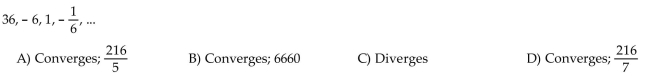 Determine whether the sequence converges or diverges. If it converges, give the limit.
