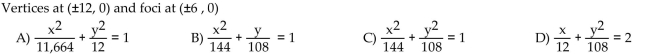 Find an equation in standard form for the ellipse that satisfies the given conditions.
