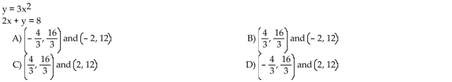 Solve the system algebraically.