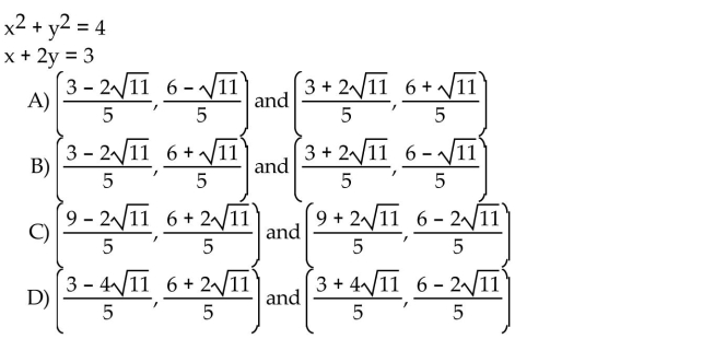 Solve the system algebraically.