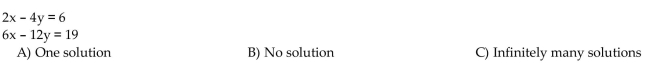 Use a graph to determine the number of solutions the system has.